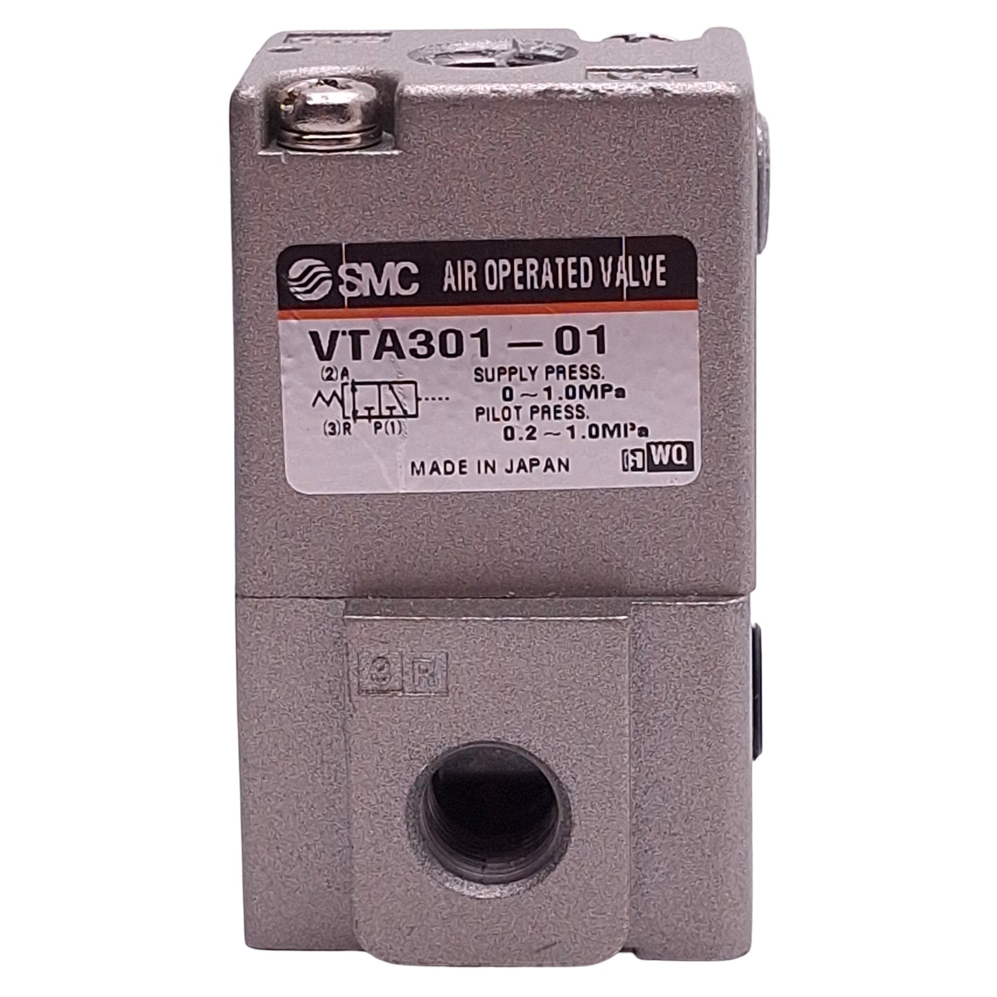 Used SMC VTA301-01 Pneumatic Valve, 3-Way, 1/8in NPT, 0-1.0MPa, 0.2-1.0MPa Pilot