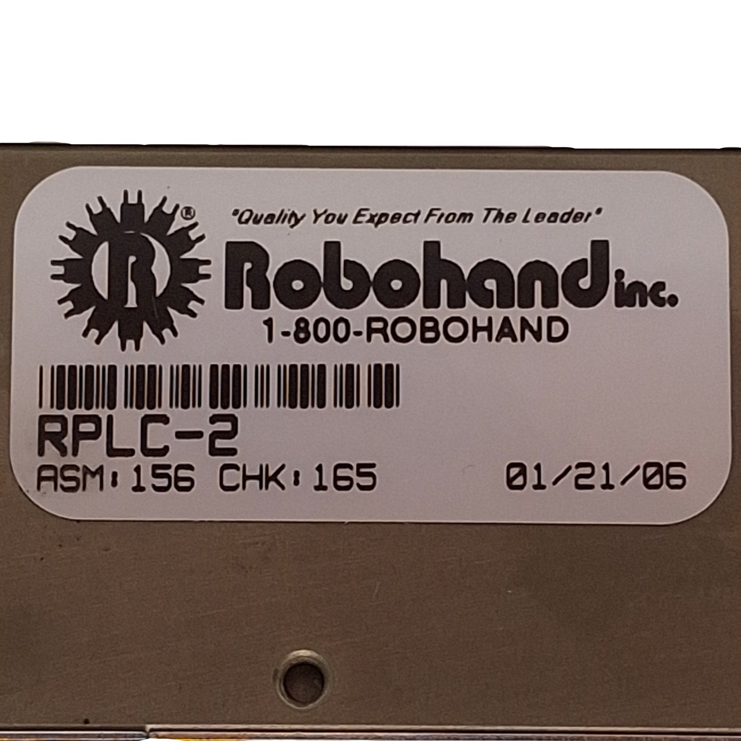 Used Robohand RPLC-2 Parallel Gripper, ø0.438in Bore, 0.5in Stroke, 5-100psi, 26lbf