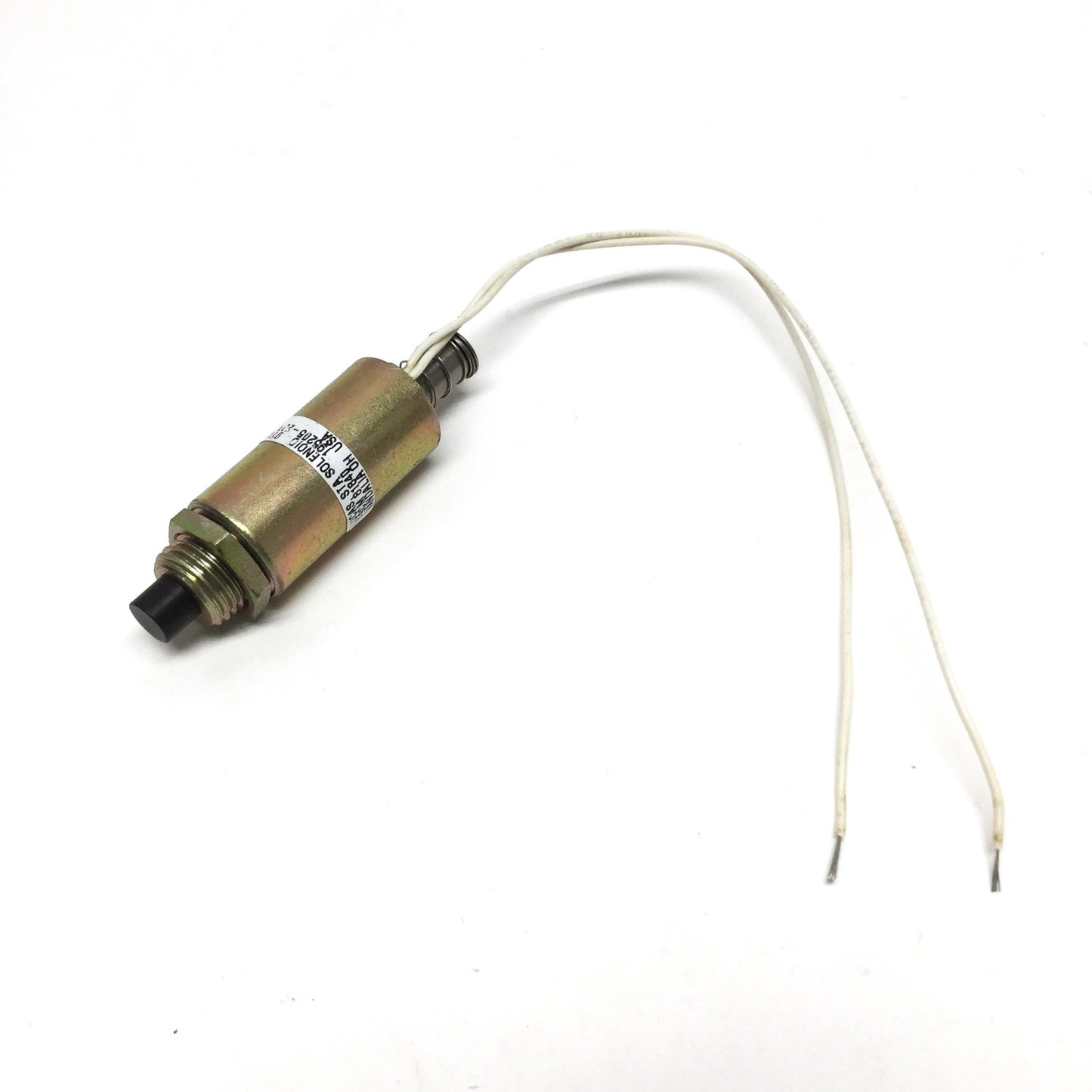 Used Lucas Ledex 195205-233 Tubular Push Solenoid, 100% Duty @ 24VDC, ⌀3/4" x 1-1/2"