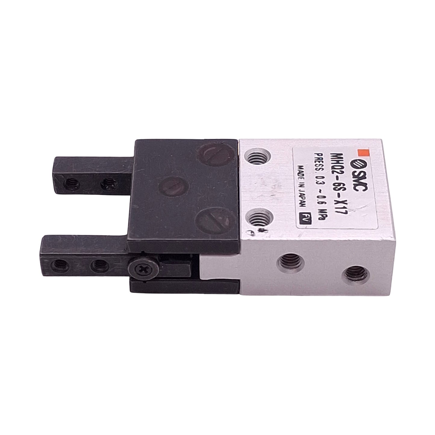 Used SMC MHQ2-6S-X17 Pneumatic Parallel Gripper, ø6mm Bore, 4mm Stroke, 0.3-0.6MPa