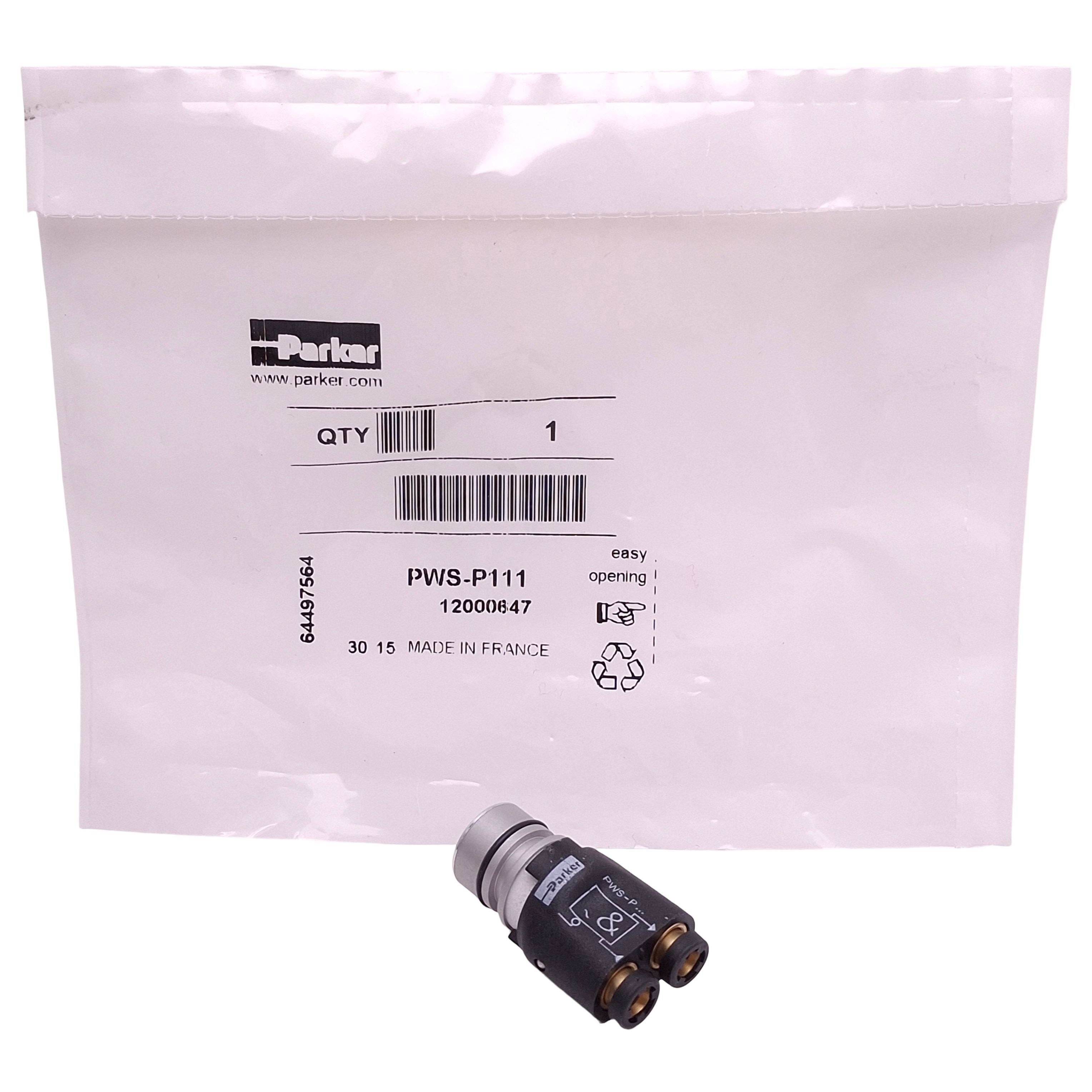 Parker PWS-P111 Plug-In Pressure Sensor, N.O., ø4mm Push-In, 0-10bar ...