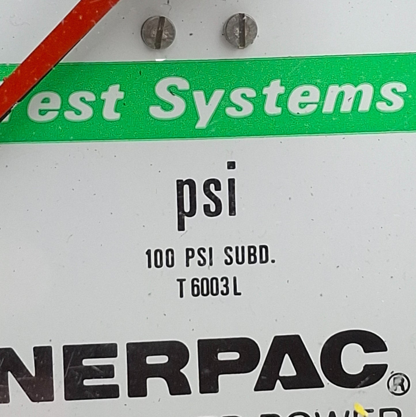 Used Enerpac T6003L Test System Gauge 6-1/4in Dial, 1/2in NPTF Male, 0-10000psi