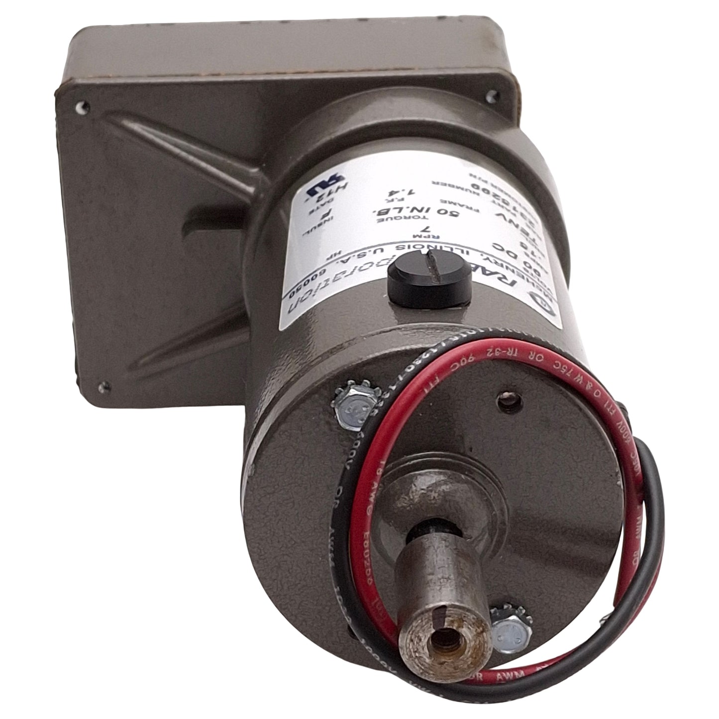Used RAE 2315299 Electric DC Gearmotor, 400:1, 50in-lb, 7rpm, TENV, 90VDC 0.15A