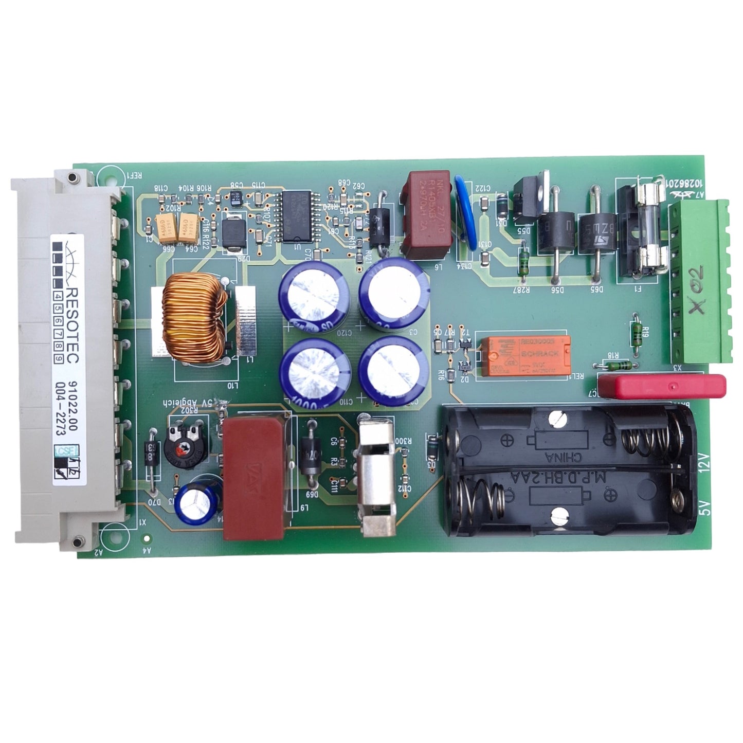 Used Resotec 91022.00 Auxiliary Power Supply Board DIN 41612 & 6-Pin Connector, 24VDC