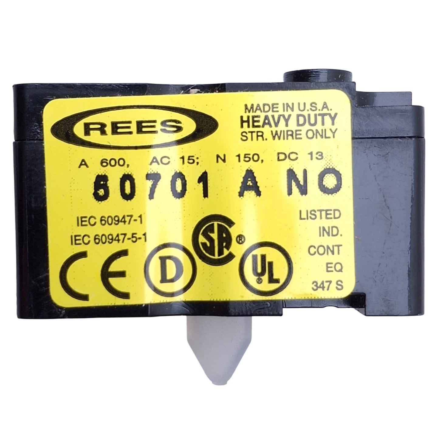 Used Lot of 2 Rees 50701ANO Contact Block 1NO, 600VAC 1.2A, #4 AWG Wire Size