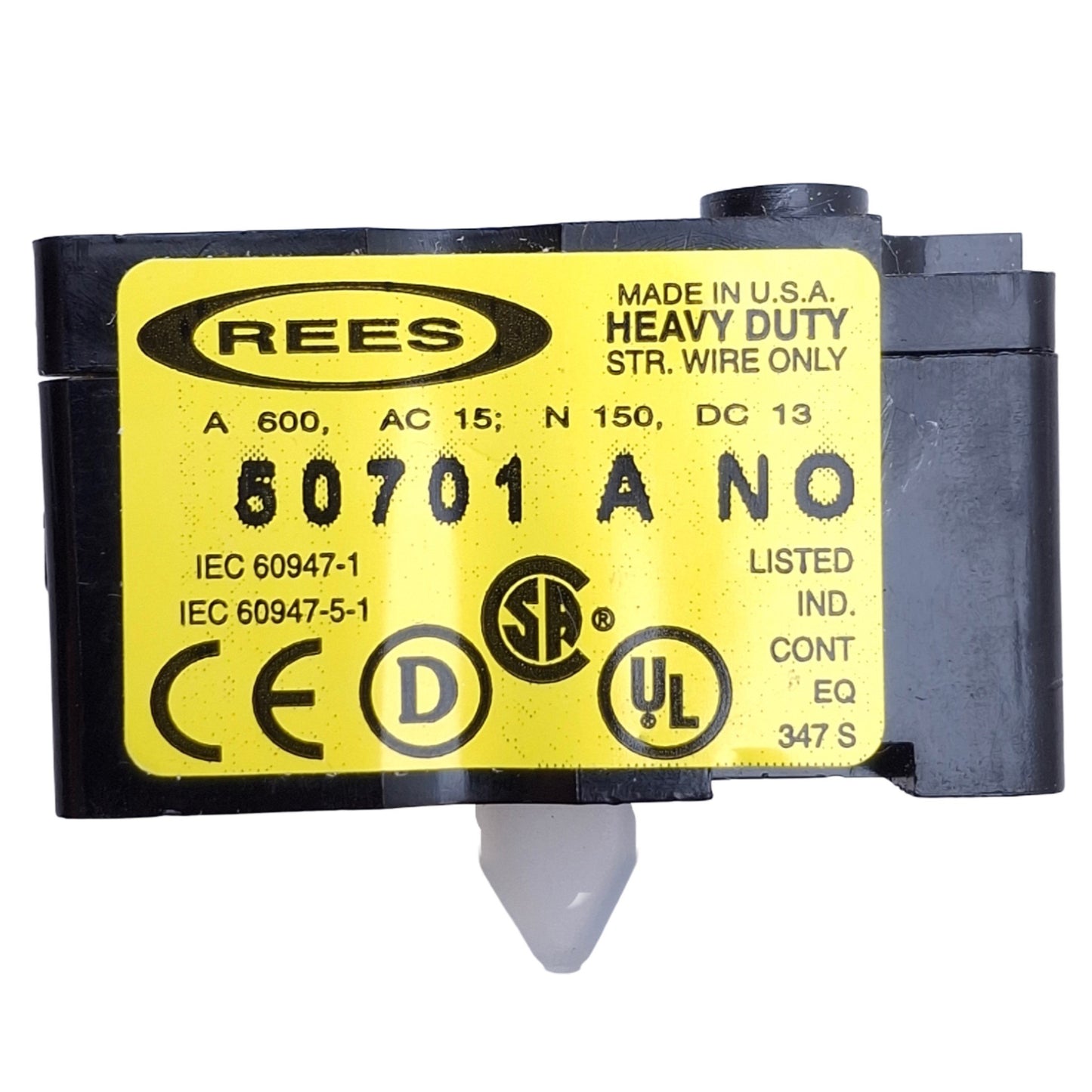 Used Lot of 2 Rees 50701ANO Contact Block 1NO, 600VAC 1.2A, #4 AWG Wire Size