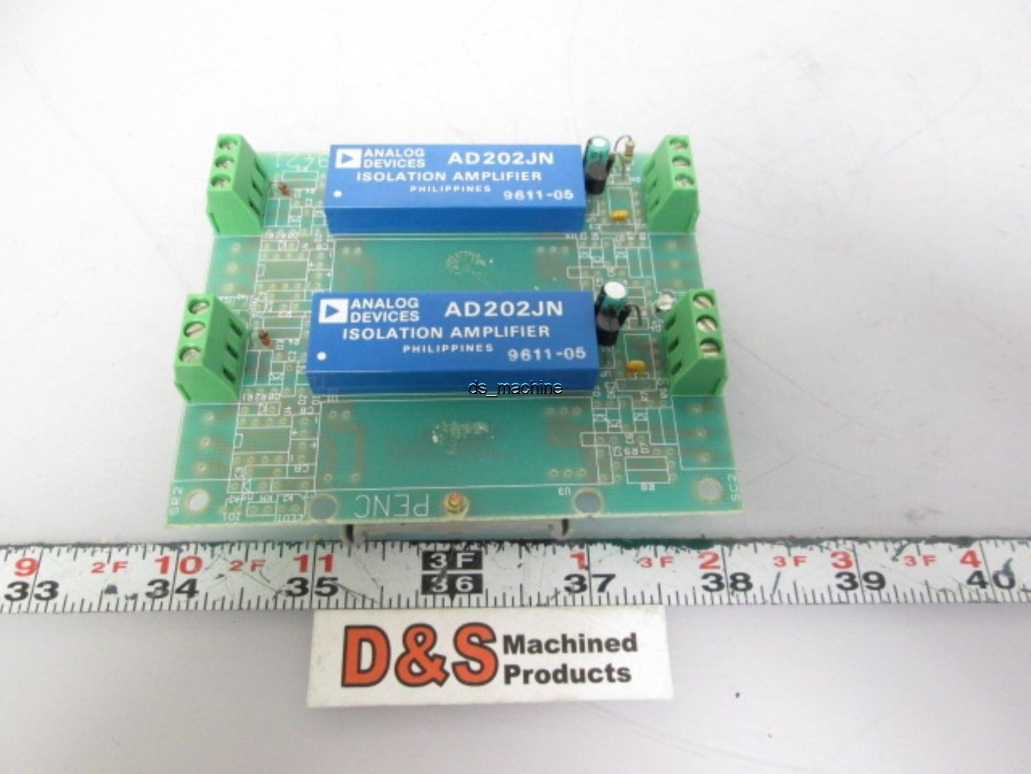 Used Lot of 2 Analog Devices AD202JN Isolation Amplifier Soldered to PCB DIN-Mount