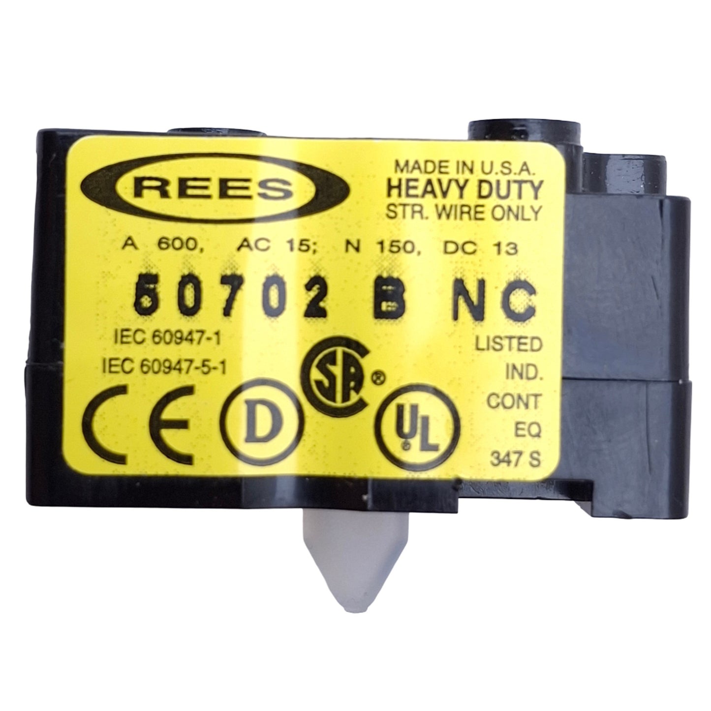 Used Lot of 2 Rees 50702BNC Contact Block 1NC, 600VAC 1.2A, #4 AWG Wire Size