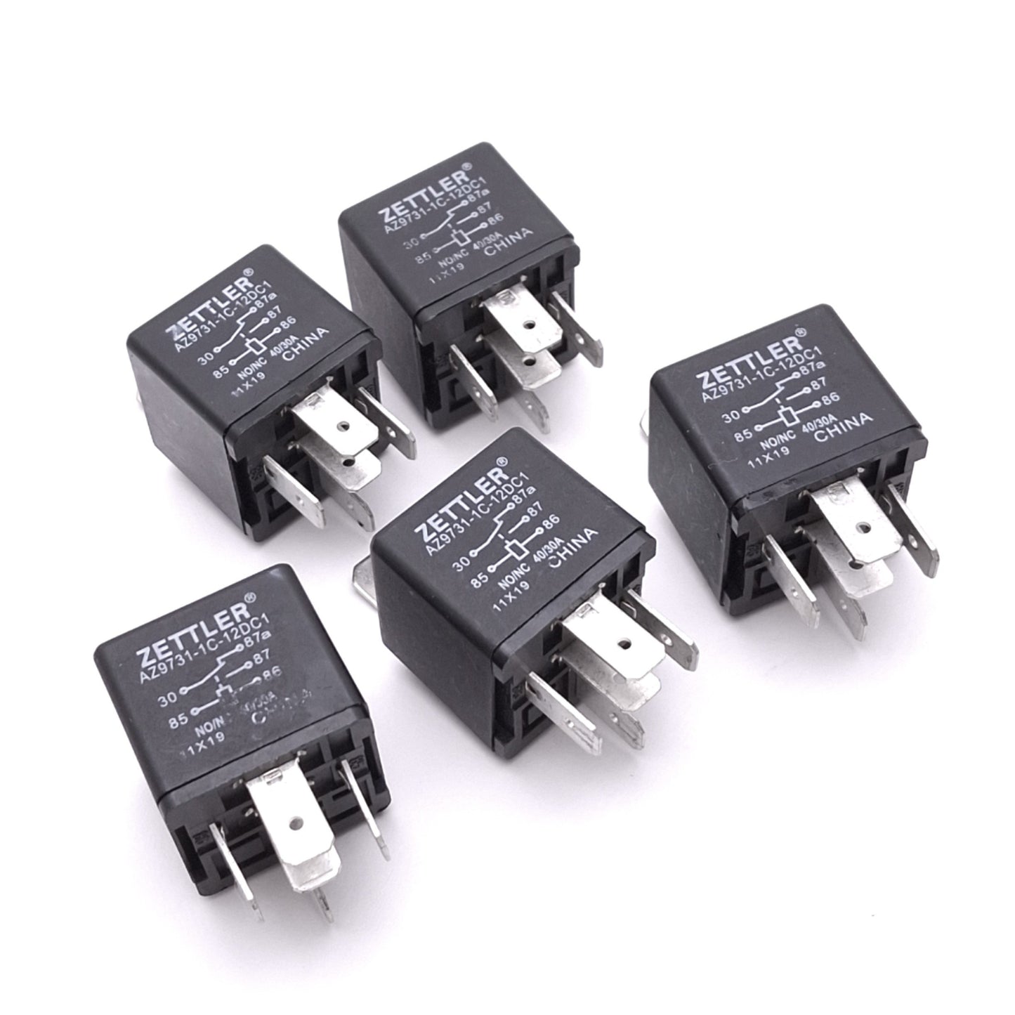 Used Lot of 5 Zettler AZ9731-1C-12DC1 Mini-ISO Automotive Relays, SPDT, 12VDC Coil