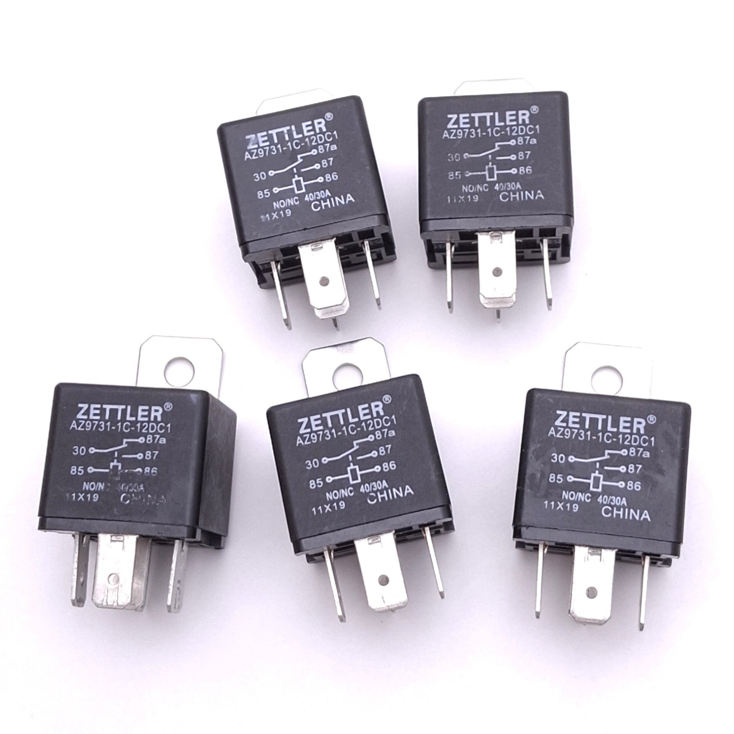 Used Lot of 5 Zettler AZ9731-1C-12DC1 Mini-ISO Automotive Relays, SPDT, 12VDC Coil