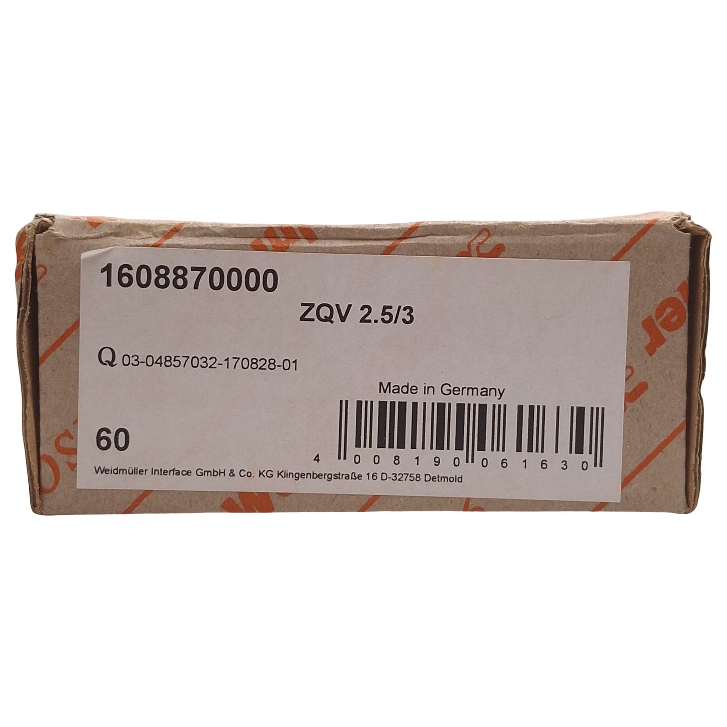 New Lot of 60 Weidmuller 1608870000 ZQV 2.5/3 Cross Connector, 3-Pole, 24A 400V