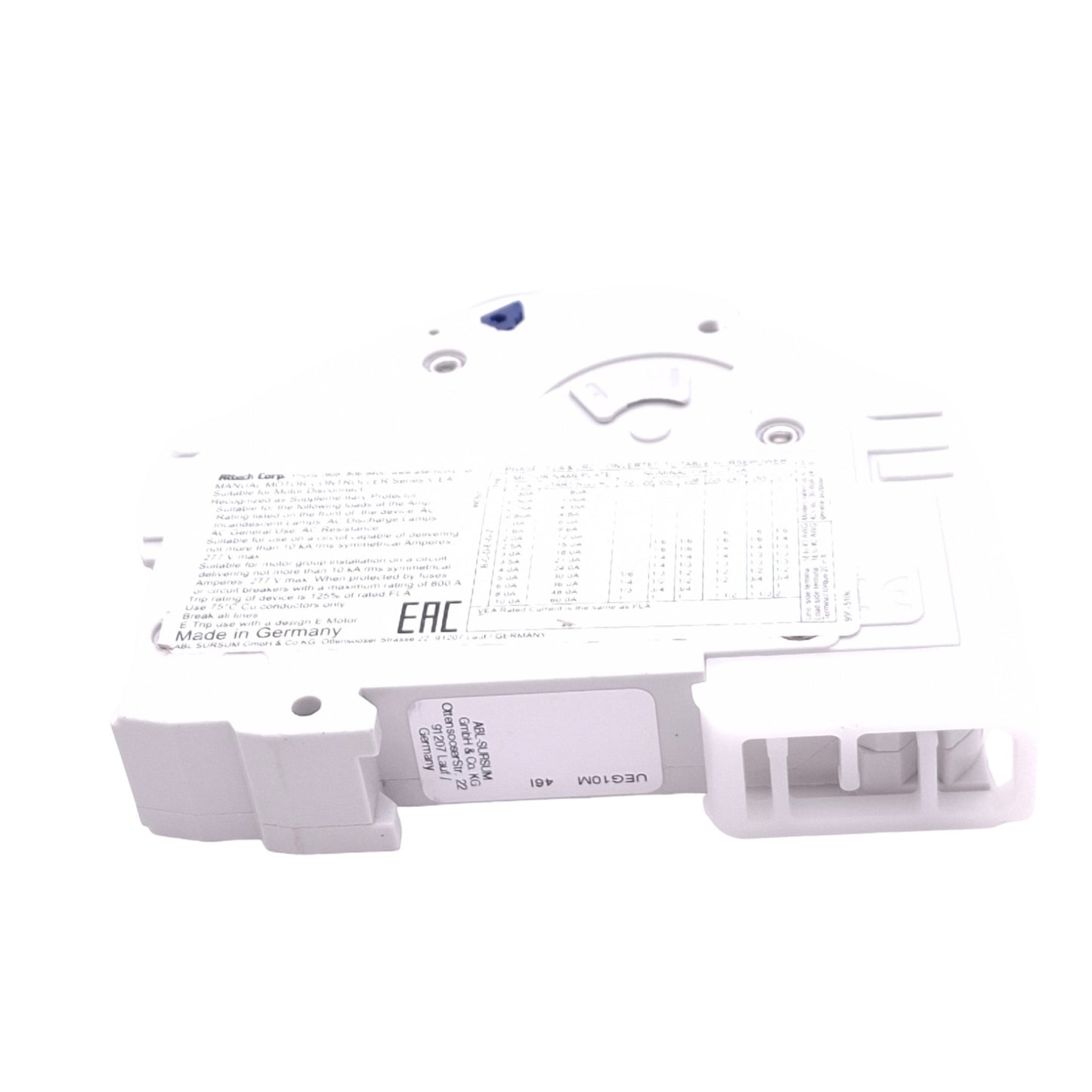 Used Altech ABL Sursum 1G10UM Circuit Breaker, 1-Pole, 10A, 277VAC Max, DIN Rail
