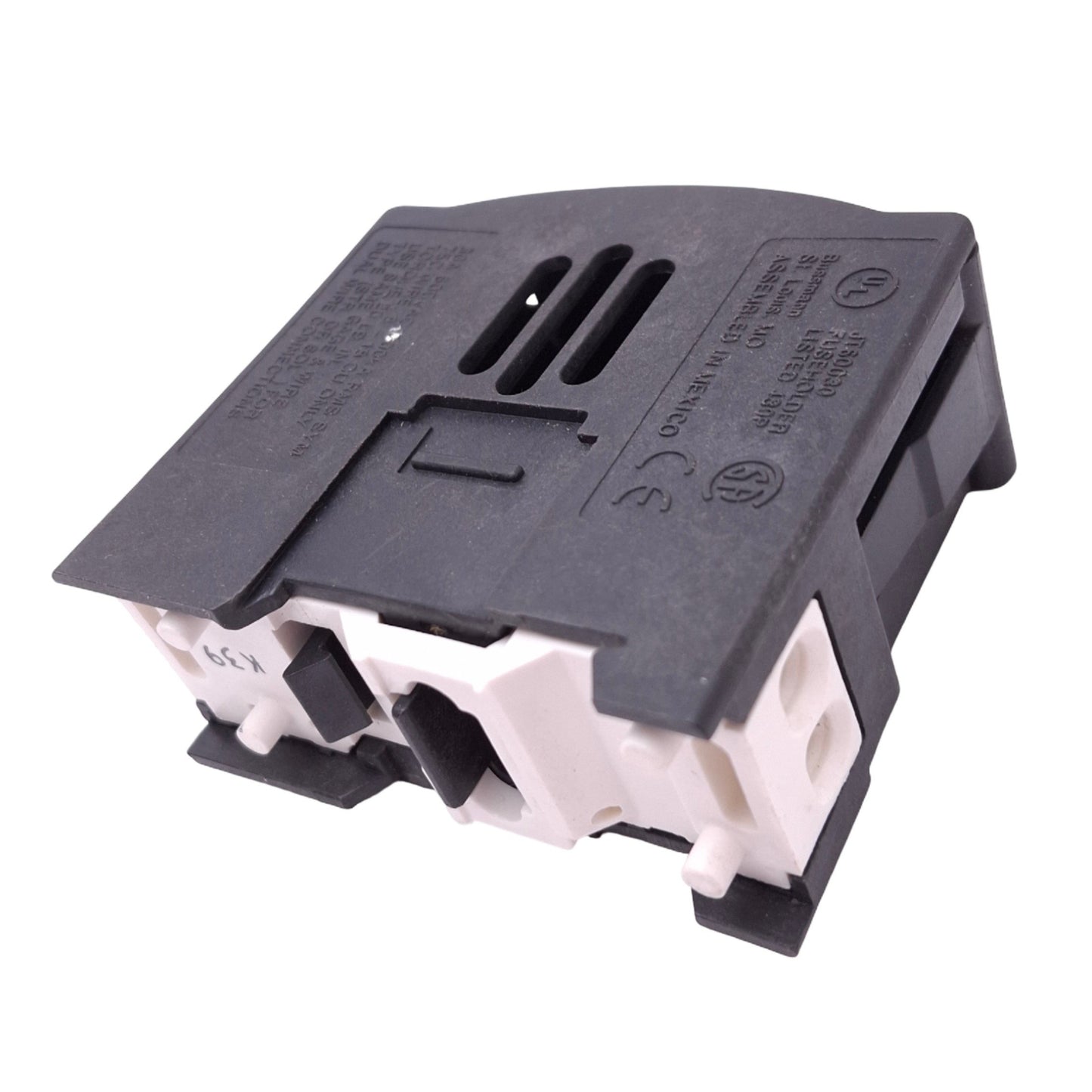 Used Eaton Bussmann JT60030 Fuse Holder, Class J 1-Pole, 30A 600VAC/DC Max, DIN Rail