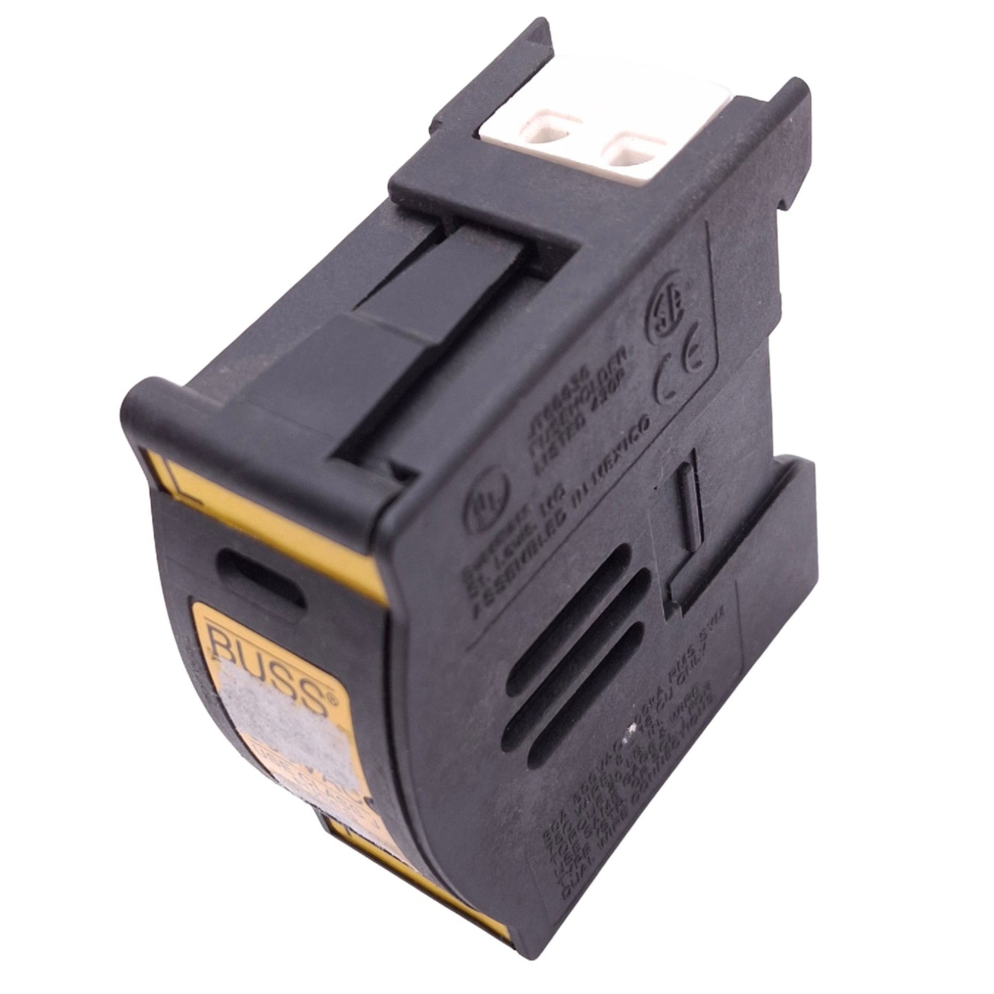 Used Eaton Bussmann JT60030 Fuse Holder, Class J 1-Pole, 30A 600VAC/DC Max, DIN Rail