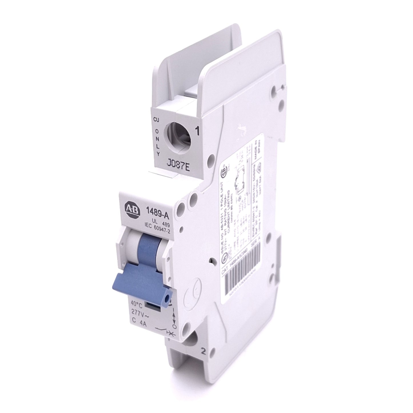 Used Allen Bradley 1489-A1C040 Circuit Breaker, 1-Pole, 4A, 277VAC/48VDC, DIN Rail