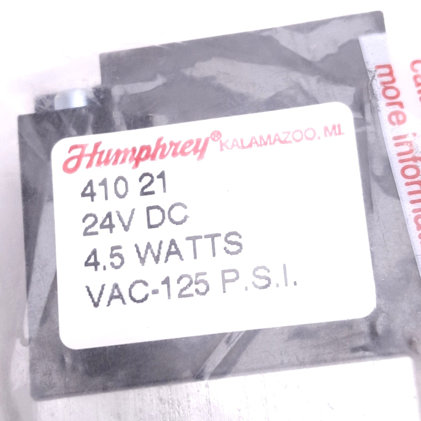 New Humphrey 410 21 24V DC Pneumatic Solenoid Valve, 4-Way 2-Position, 24VDC Coil