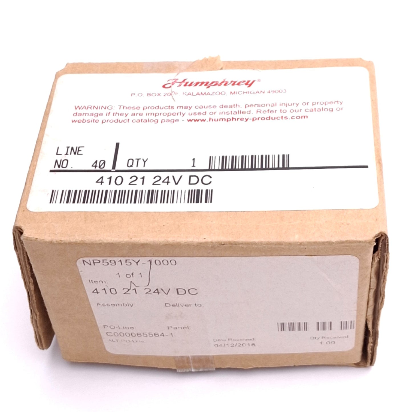 New Humphrey 410 21 24V DC Pneumatic Solenoid Valve, 4-Way 2-Position, 24VDC Coil