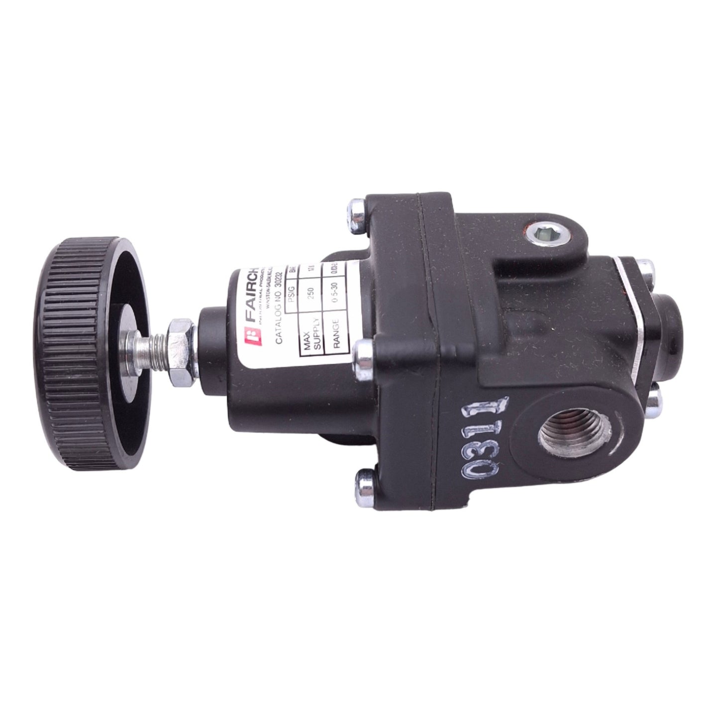 Used Fairchild 30232 Pressure Regulator, 1/4in NPT, 0.5-30psi Set, 250psi Max