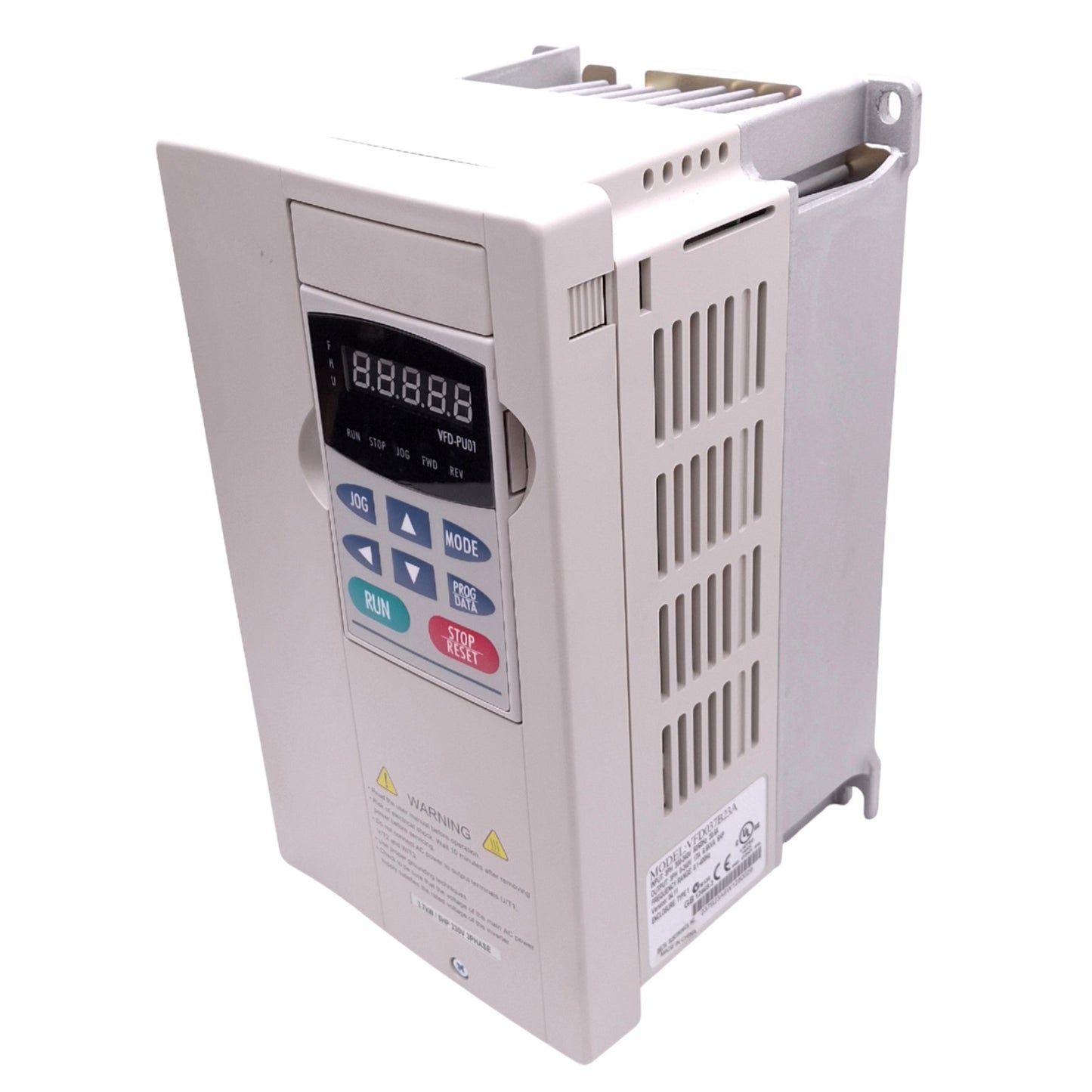 Used Delta VFD037B23A Variable Frequency Drive, 5HP, 3-Phase 0-240VAC 0.1-400Hz 17A