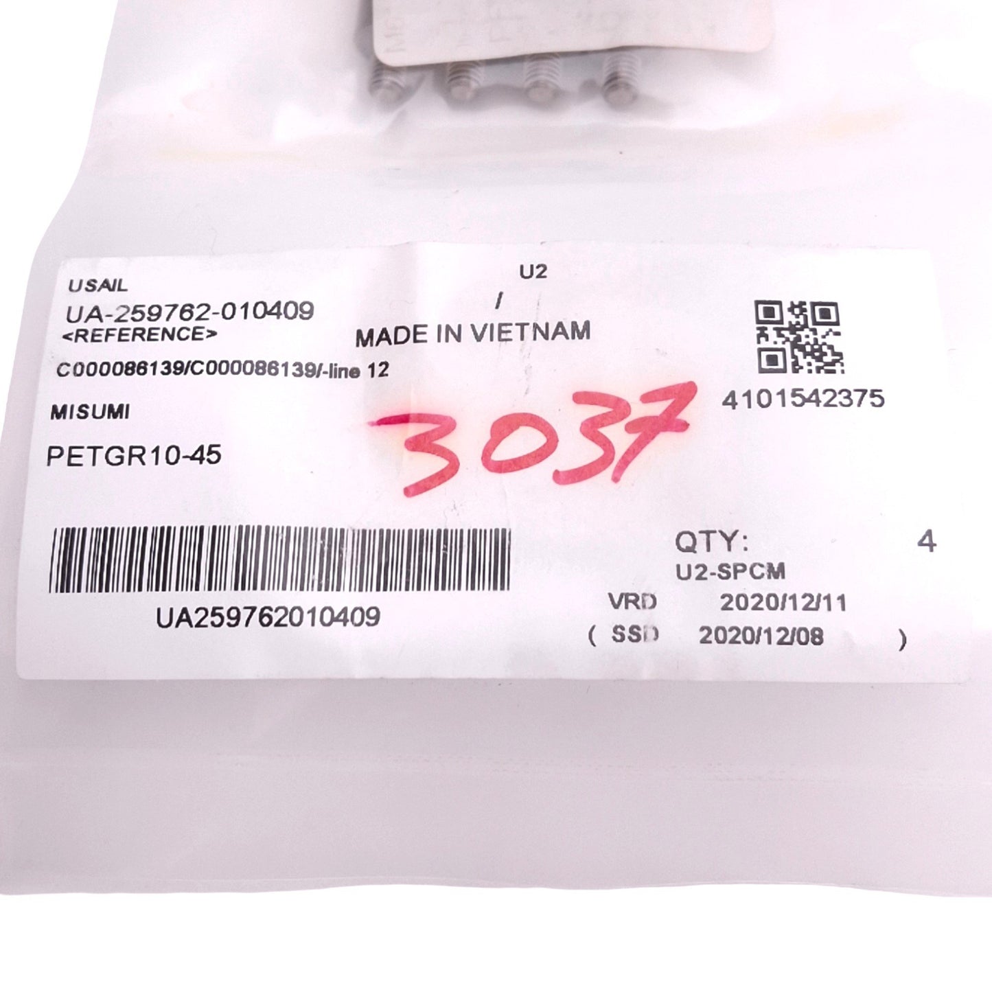 New Lot of 4 Misumi PETGR10-45 Circular Posts for Wrench, 10mm Post, 45mm Length