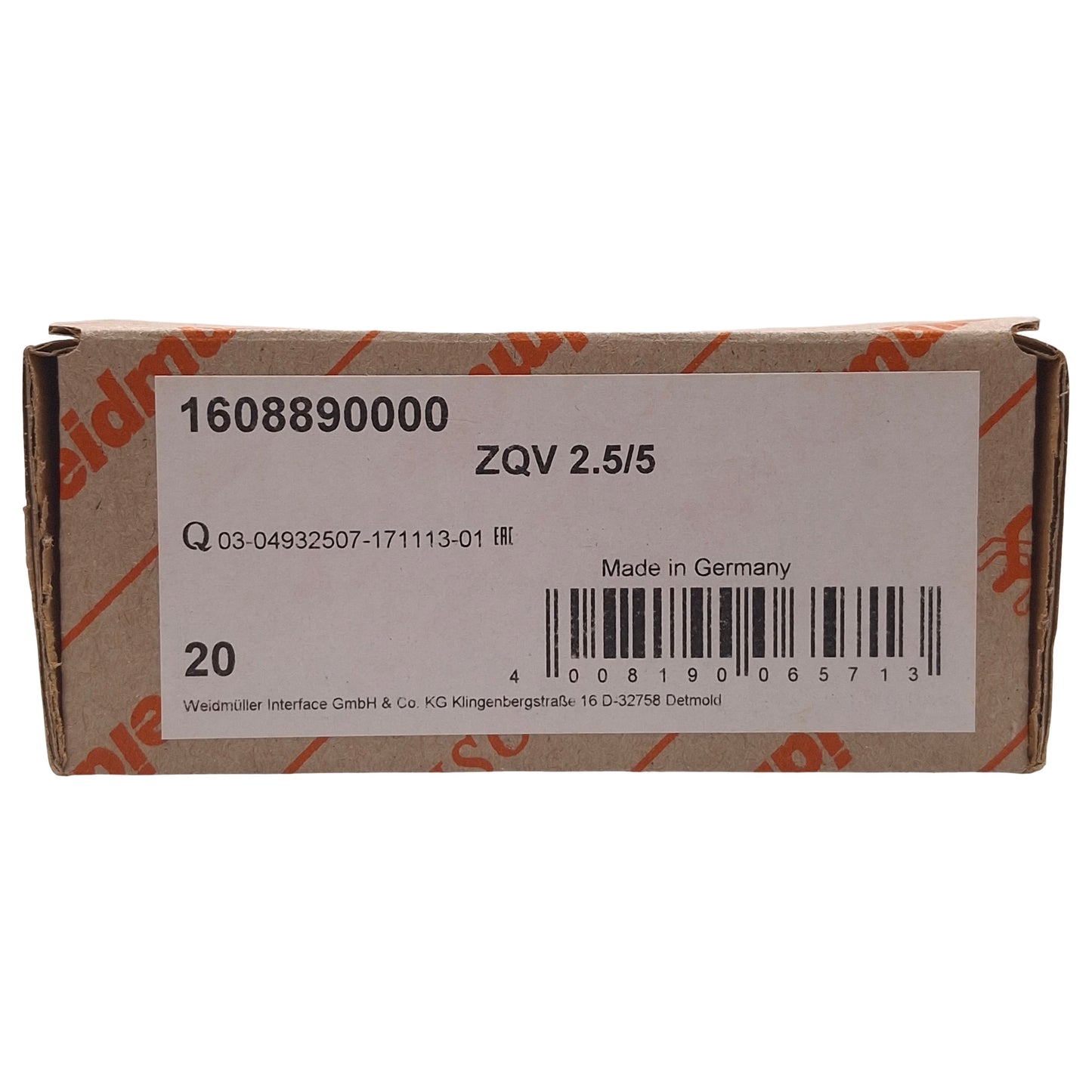 New Lot of 20 Weidmuller 1608890000 ZQV 2.5/5 Cross Connector, 5-Pole, 24A 400V