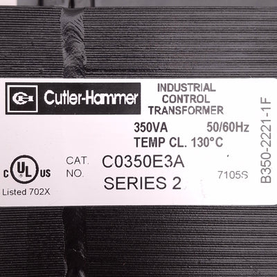 Used Cutler-Hammer C0350E3A Control Transformer 208/227VAC Primary, 120VAC Secondary