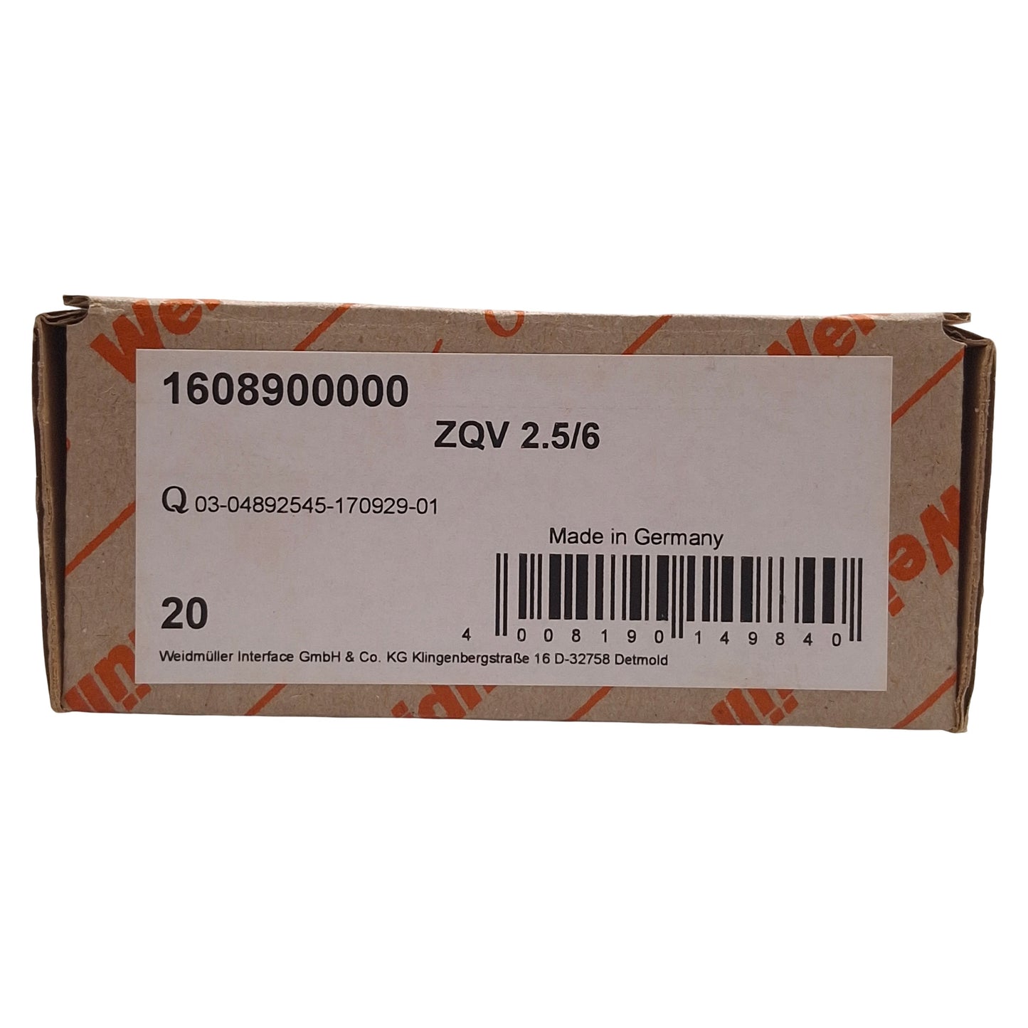 New Lot of 20 Weidmuller 1608900000 ZQV 2.5/6 Cross Connector, 6-Pole, 24A 400V