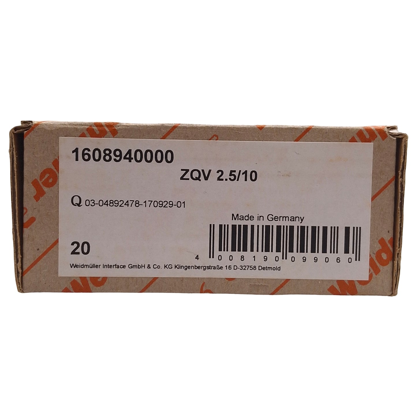 New Lot of 20 Weidmuller 1608940000 ZQV 2.5/10 Cross Connector, 10-Pole, 24A 400V