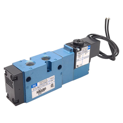New – Open box Mac 811C-PM-111CA-152 Solenoid Valve 5/2 Single, 25-150psi, 1/4NPTF, 120VAC Coil