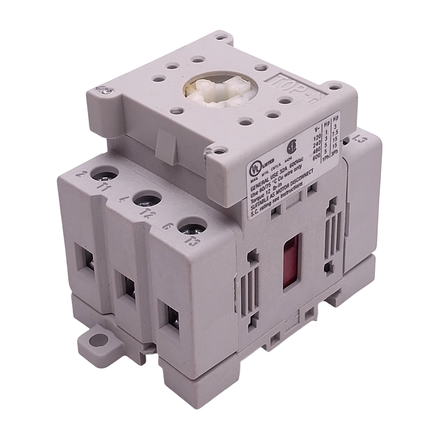 Used Allen Bradley 194E-E32-1753-6N Motor Disconnect Switch, 3-Pole, 32A 600VAC 5HP