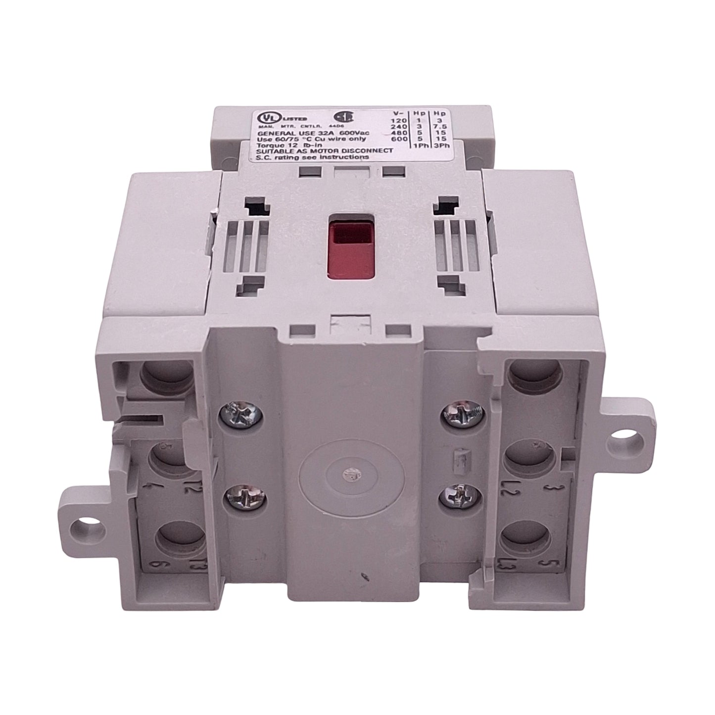 Used Allen Bradley 194E-E32-1753-6N Motor Disconnect Switch, 3-Pole, 32A 600VAC 5HP