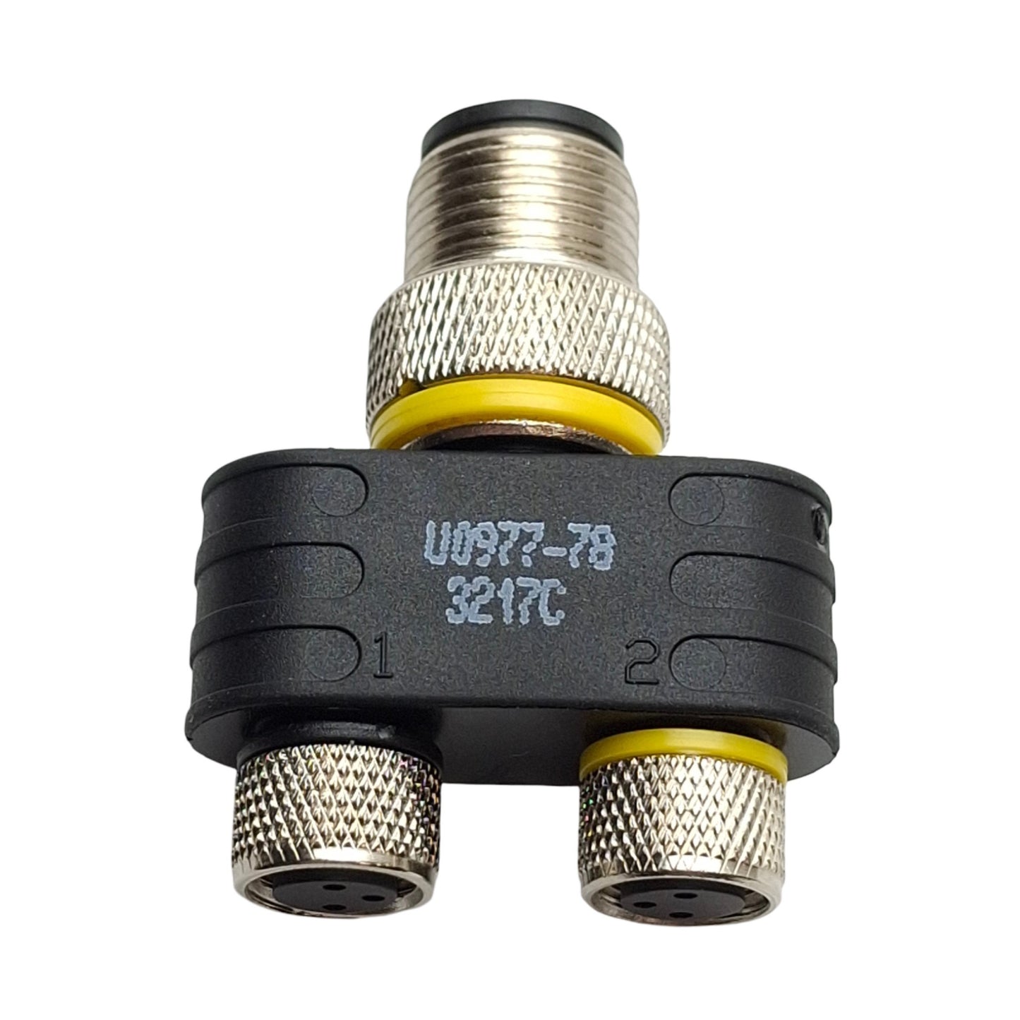 New – Open box Lot of 2 Turck YB2-FSM 4.4/2PKG3M U0977-78 Y-Splitter M12 4-Pin M to M8 3-Pin F