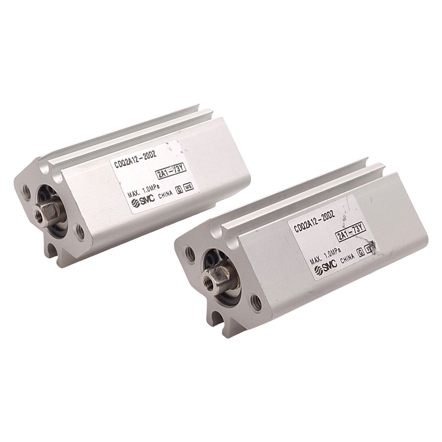 Used Lot of 2 SMC CDQ2A12-20DZ Compact Cylinder, ø12mm Bore, 20mm Stroke, M5, 1.0MPa