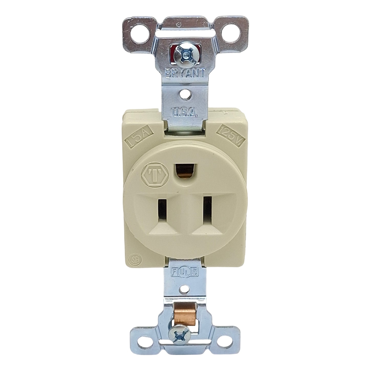 New Lot of 2 Bryant 5261-I Straight Blade Receptacle 2-Pole 3-Wire 15A 125VAC, 5-15R