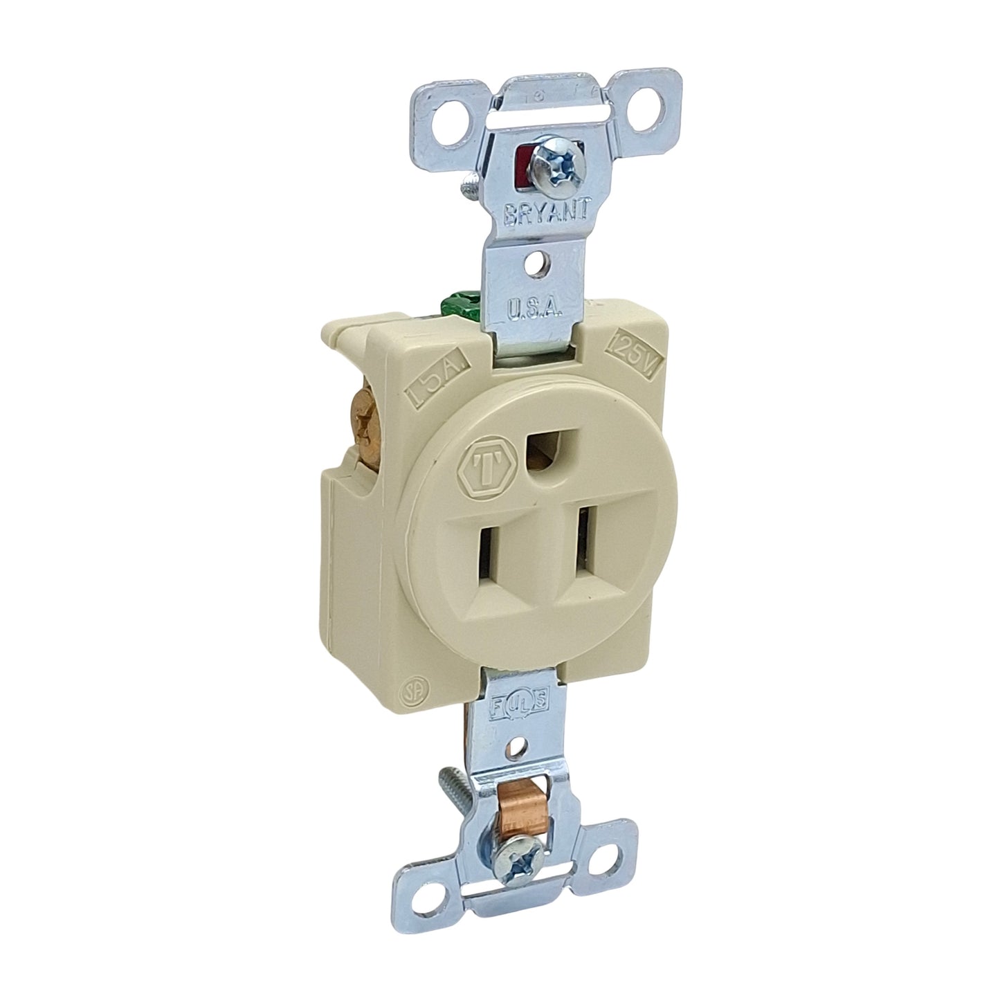 New Lot of 2 Bryant 5261-I Straight Blade Receptacle 2-Pole 3-Wire 15A 125VAC, 5-15R