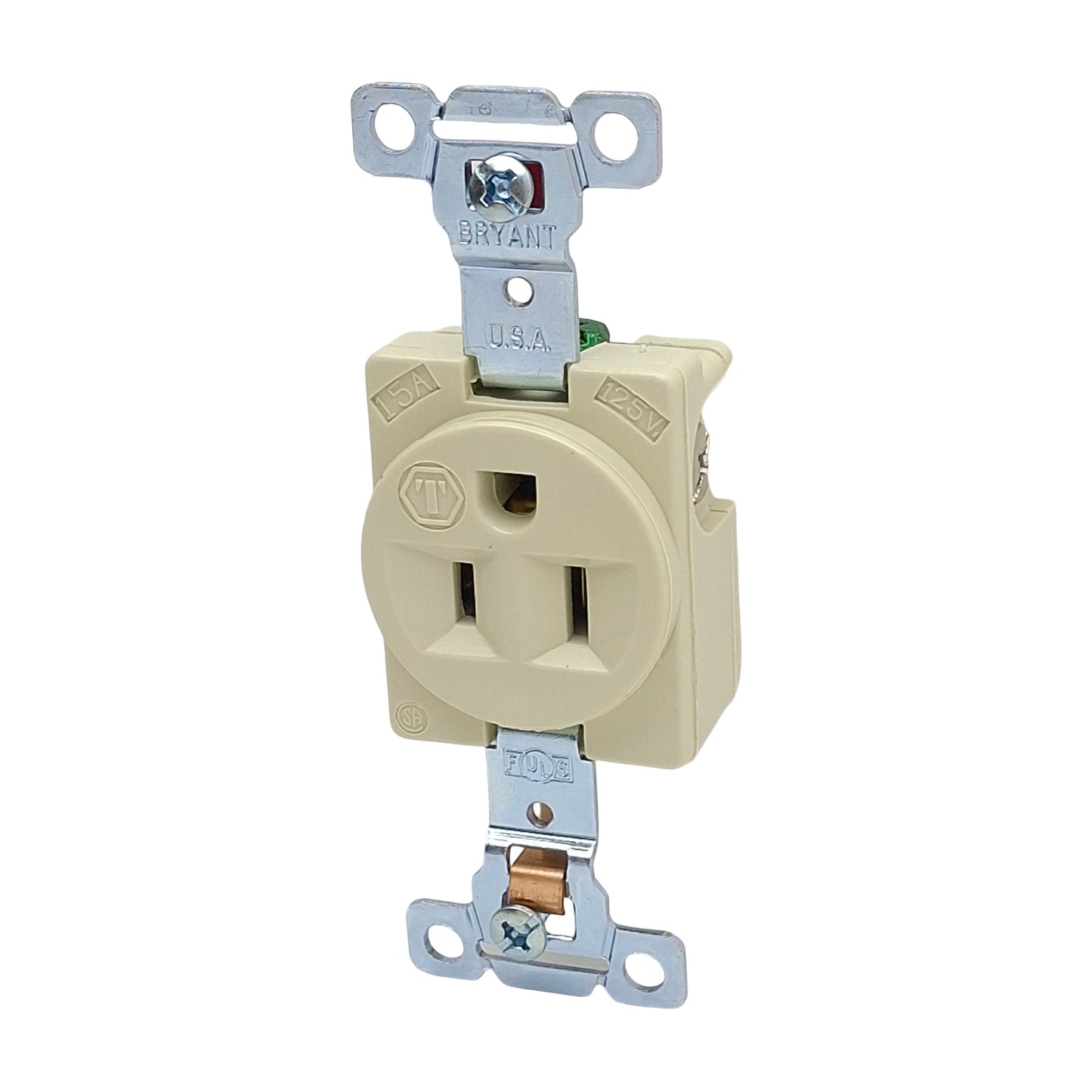 New Lot of 2 Bryant 5261-I Straight Blade Receptacle 2-Pole 3-Wire 15A 125VAC, 5-15R