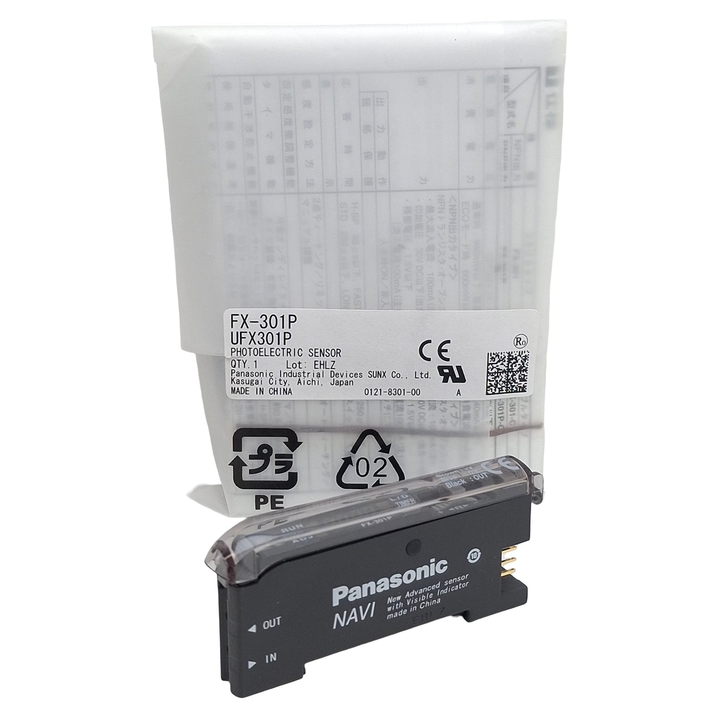 New Panasonic FX-301P Digital Fiber Sensor, PNP Open, 12-24VDC, 100mA, DIN Rail