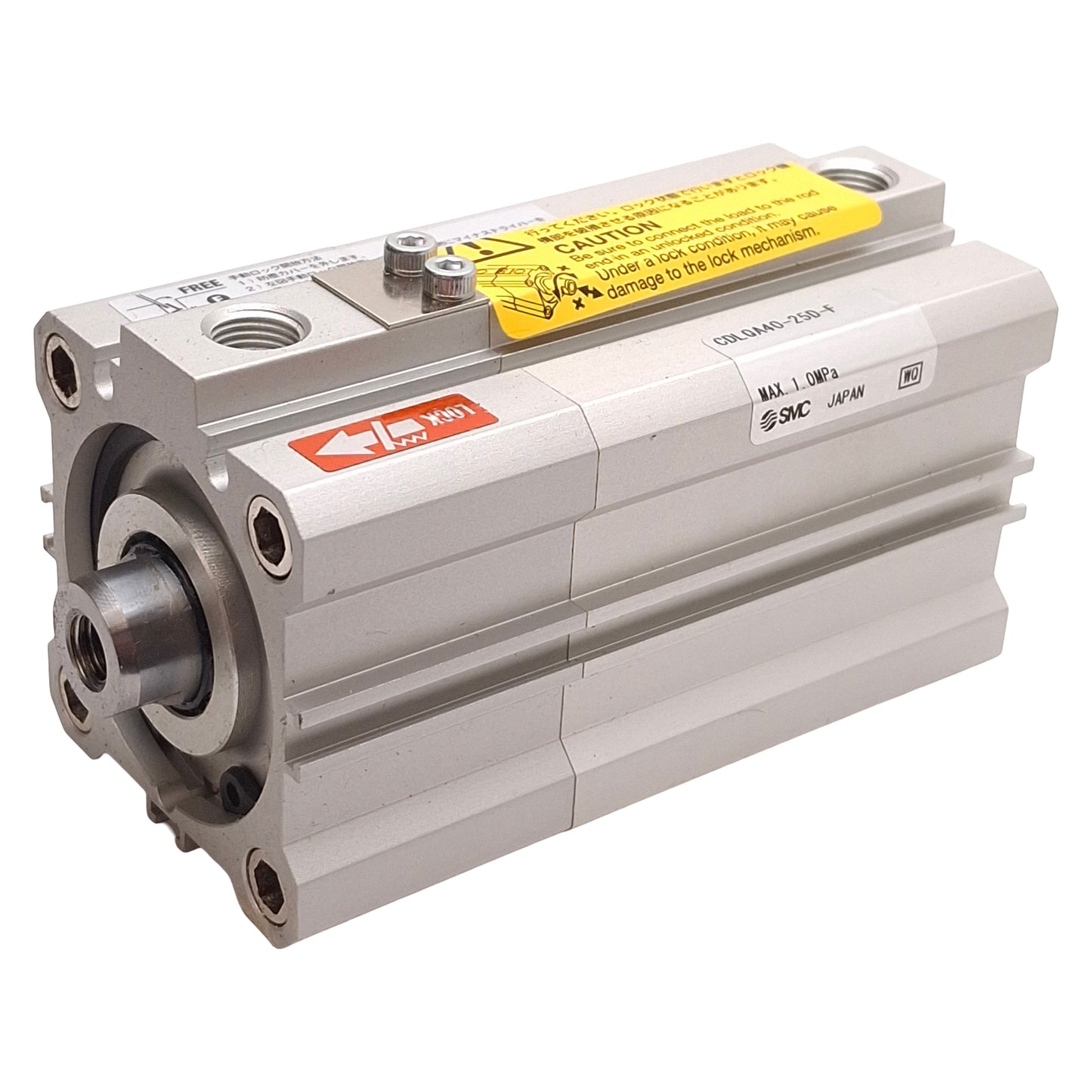 New – Open box SMC CDLQA40-25D-F Compact Cylinder w/ Lock, ø40mm Bore, 25mm Stroke, Rc1/8