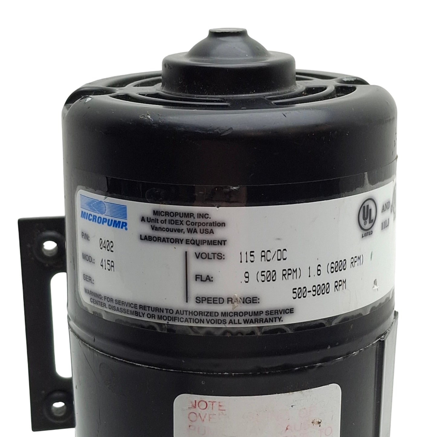 Used Micropump 83433-0402 Magnetic Pump Motor And Drive, 120VAC 5A Input, 3.5A Output