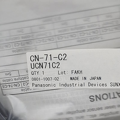 New Lot of 2 Panasonic CN-71-C2 Quick-Connect Cable For Fiber Sensor, 1-Core, 2m