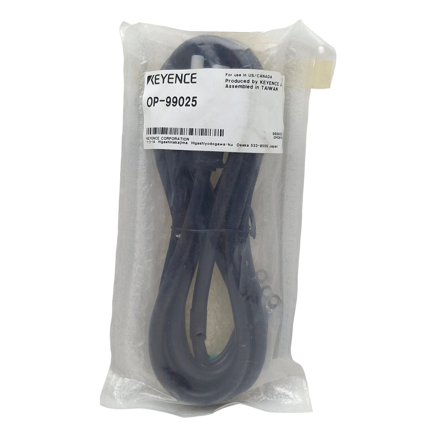 New Keyence OP-99025 Power Cable, Black, NEMA 5-15P to 3-Wire Leads, 2m Length