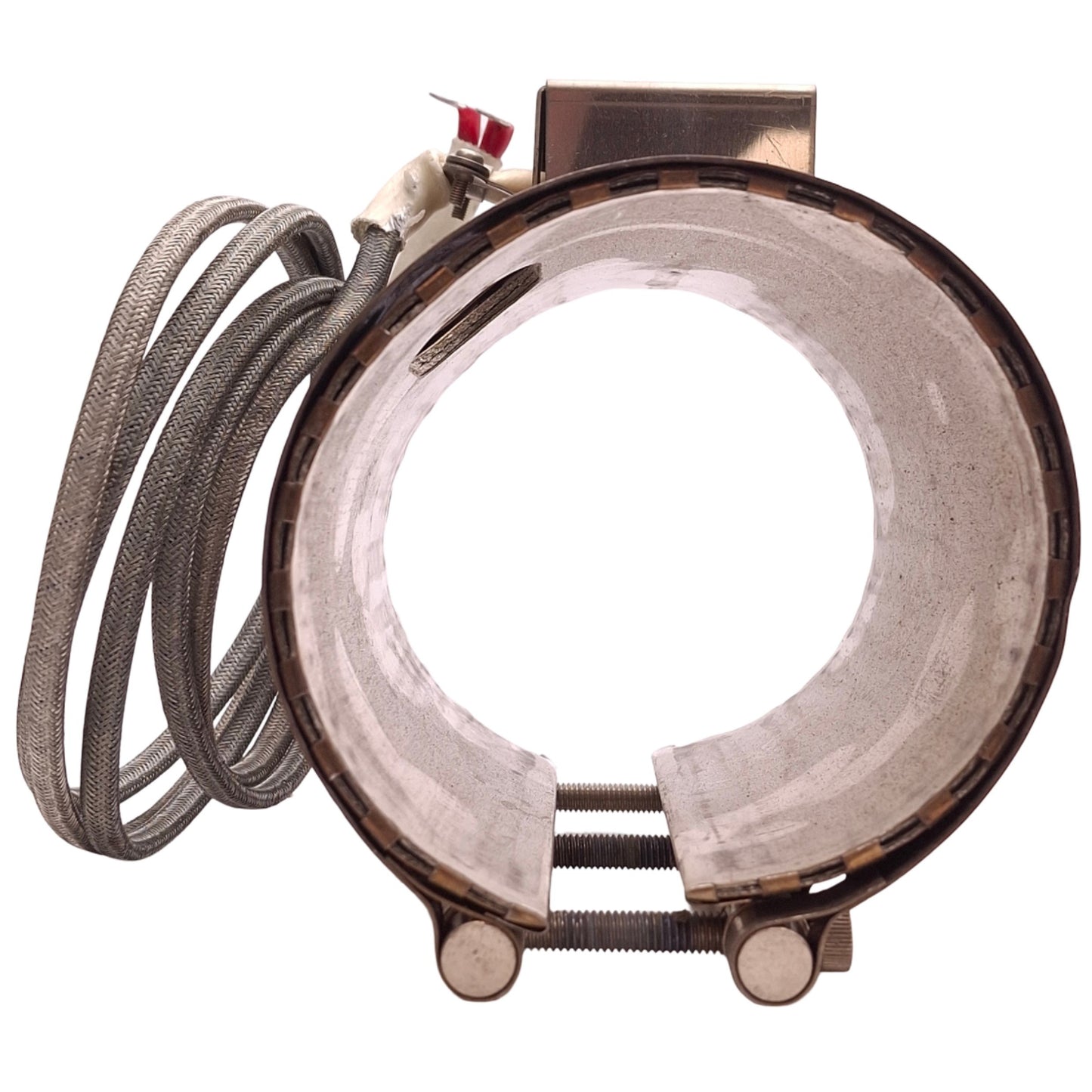 Used Seiwa A1729B Heater Band ø90mm ID, 130mm Length, 200V-220 1500W, Ring Terminals
