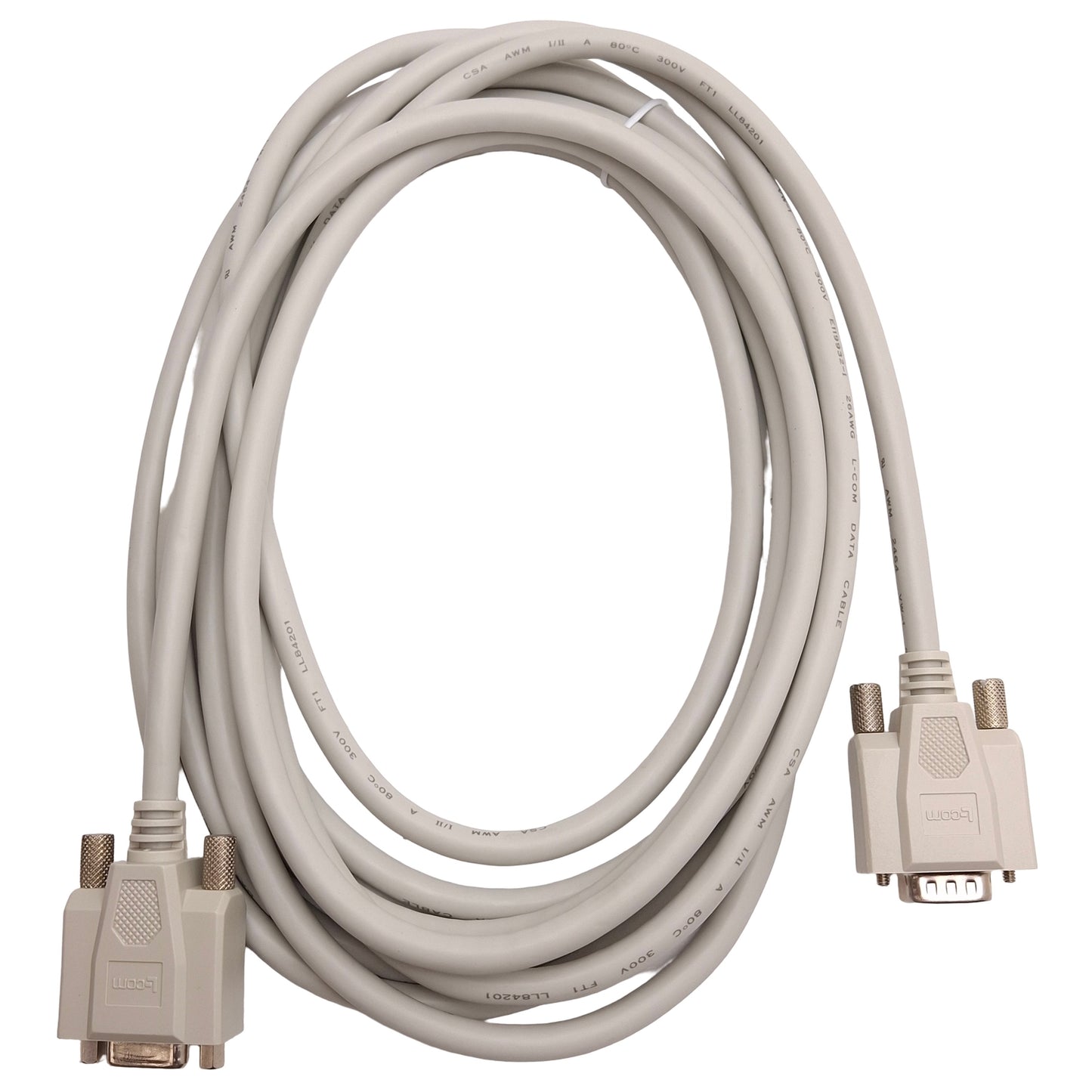 New L-Com CHD15MF-15 Deluxe Molded D-Sub Cable, DB15 Male to Female, 15ft Long