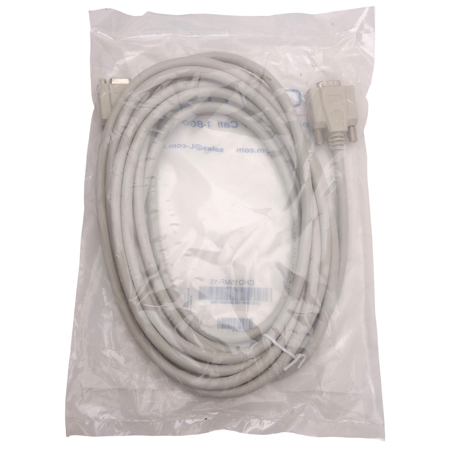 New L-Com CHD15MF-15 Deluxe Molded D-Sub Cable, DB15 Male to Female, 15ft Long