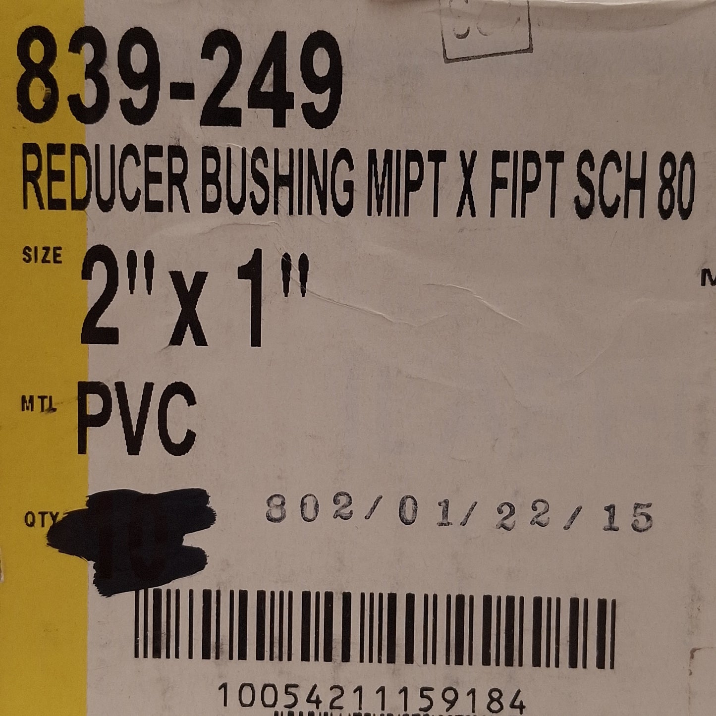 New Lot of 3 Spears 839-249 Reducer Bushing, SCH80 PVC, 2in MIPT x 1in FIPT