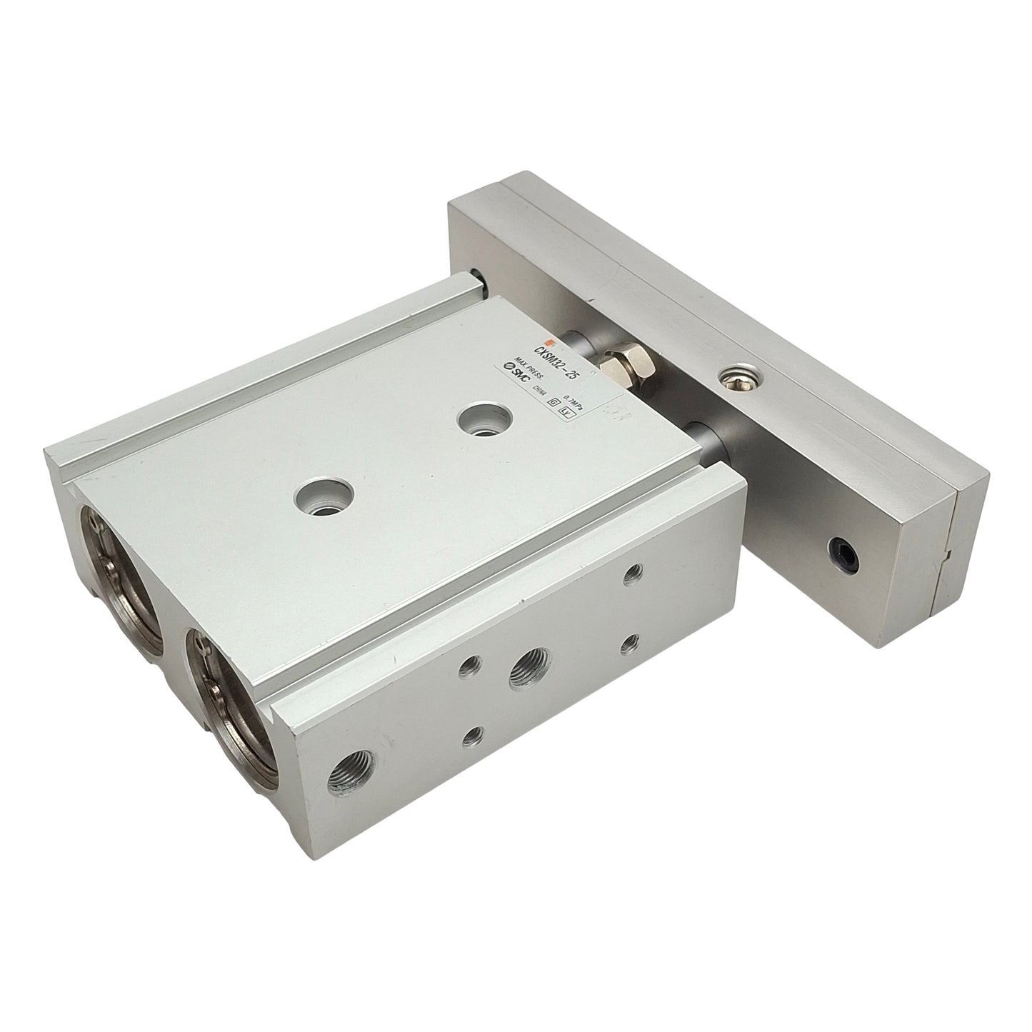 Used SMC CXSM32-25 Dual Rod Guided Cylinder, ø32mm Bore, 25mm Stroke, Rc1/8, 0.7MPa