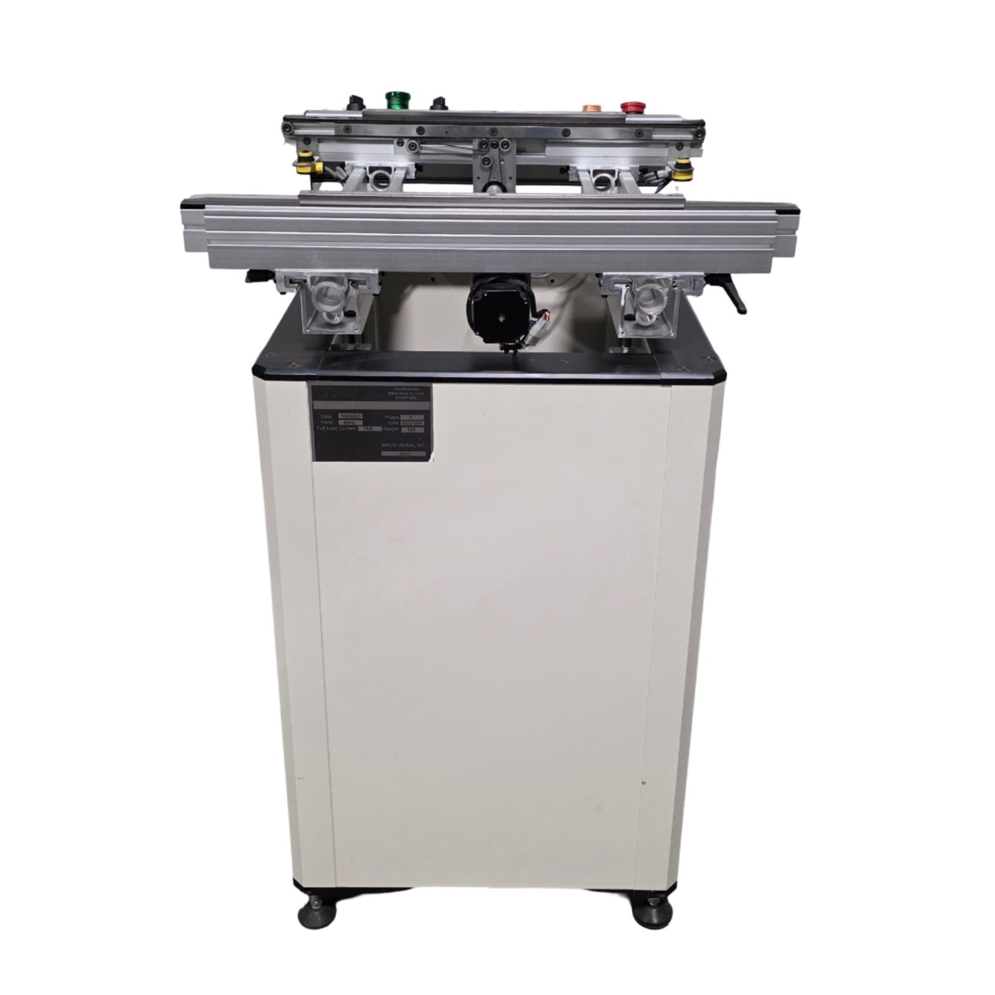 Used Tyco Electronics Adjustable Width Edge Belt Conveyor 24" long 0-20" Wide 120VAC