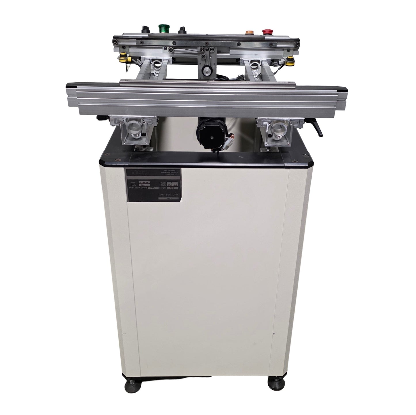 Used Tyco Electronics Adjustable Width Edge Belt Conveyor 24" long 0-20" Wide 120VAC