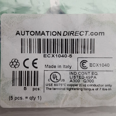 New Lot of 5 Automation Direct ECX1040 Contact Block, 1NO, 22mm, 2.5A 400VAC