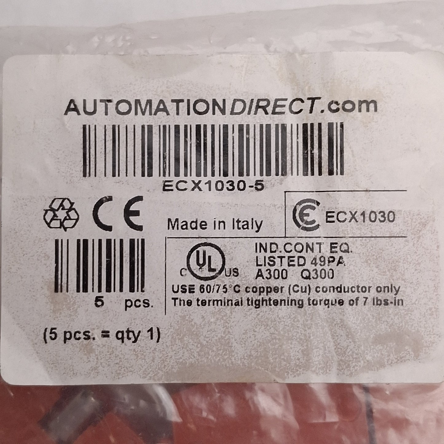 New Lot of 10 Automation Direct ECX1030 Contact Block, 1NC, 22mm, 2.5A 400VAC
